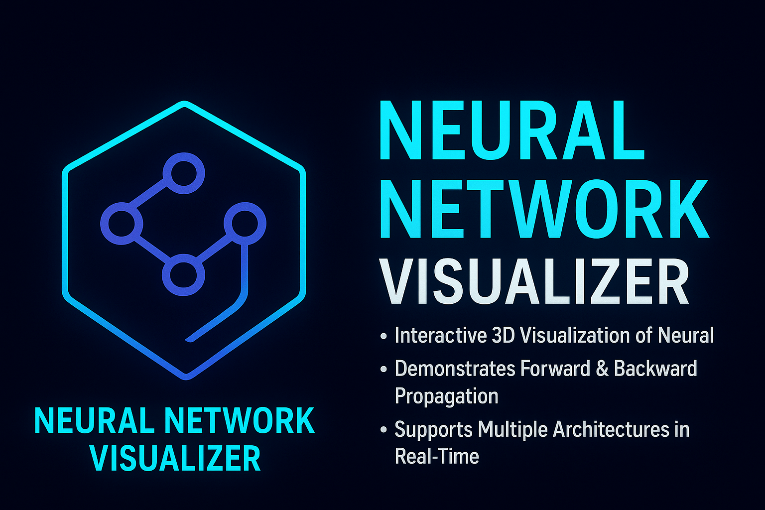 Neural Network Visualizer screenshot showing a 3D visualization of deep learning nodes